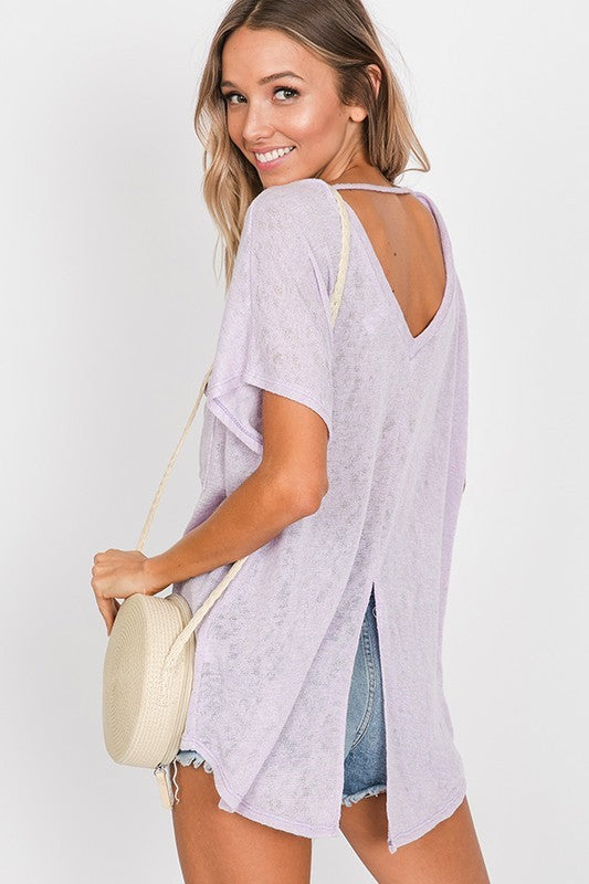 Slit Back Detail Tunic Top