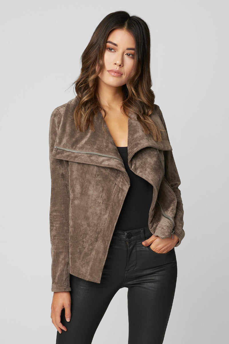 Faux Suede Drape Jacket