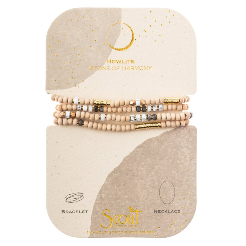 Wood, Stone & Metal Wrap-Howlite/Gold