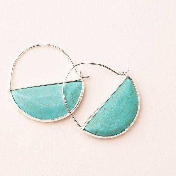 Stone Prism Hoop-Turquoise/Silver