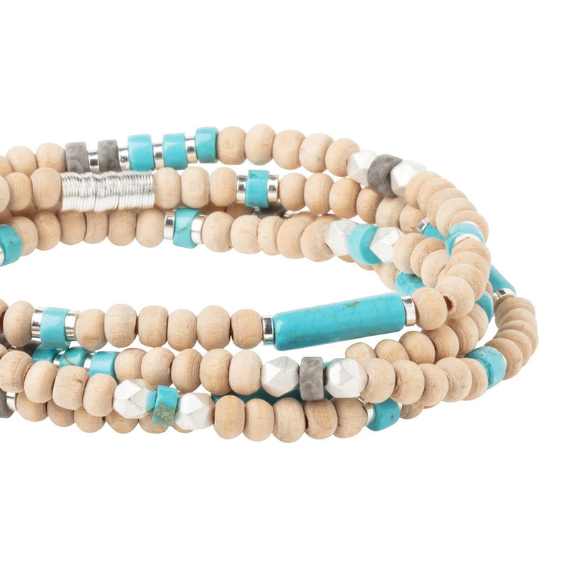 Wood, Stone & Metal Wrap-Turquoise/Silver
