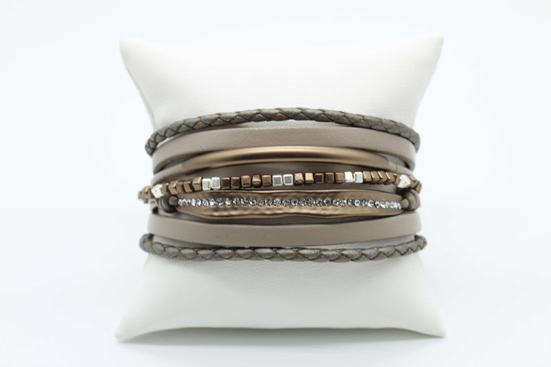Metallic Silver and Gray with Bronze Magnetic Bracelet