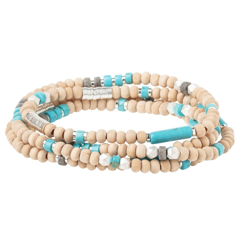 Wood, Stone & Metal Wrap-Turquoise/Silver