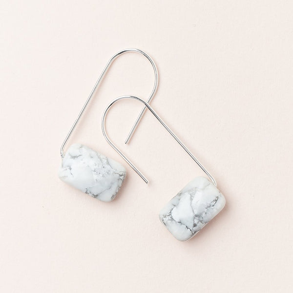 Floating Stone Earring-White Quartz/Silver