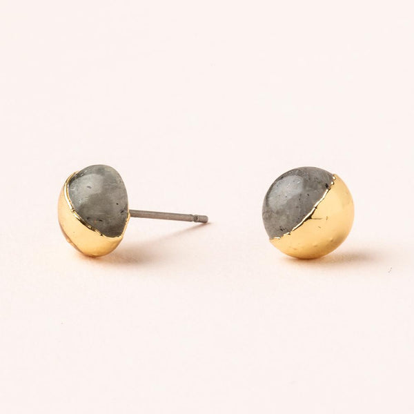 Dipped Stone Stud Earring-Labradorite/Gold