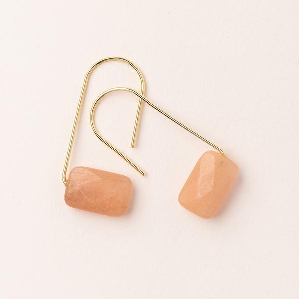 Floating Stone Earring-Sunstone/Gold