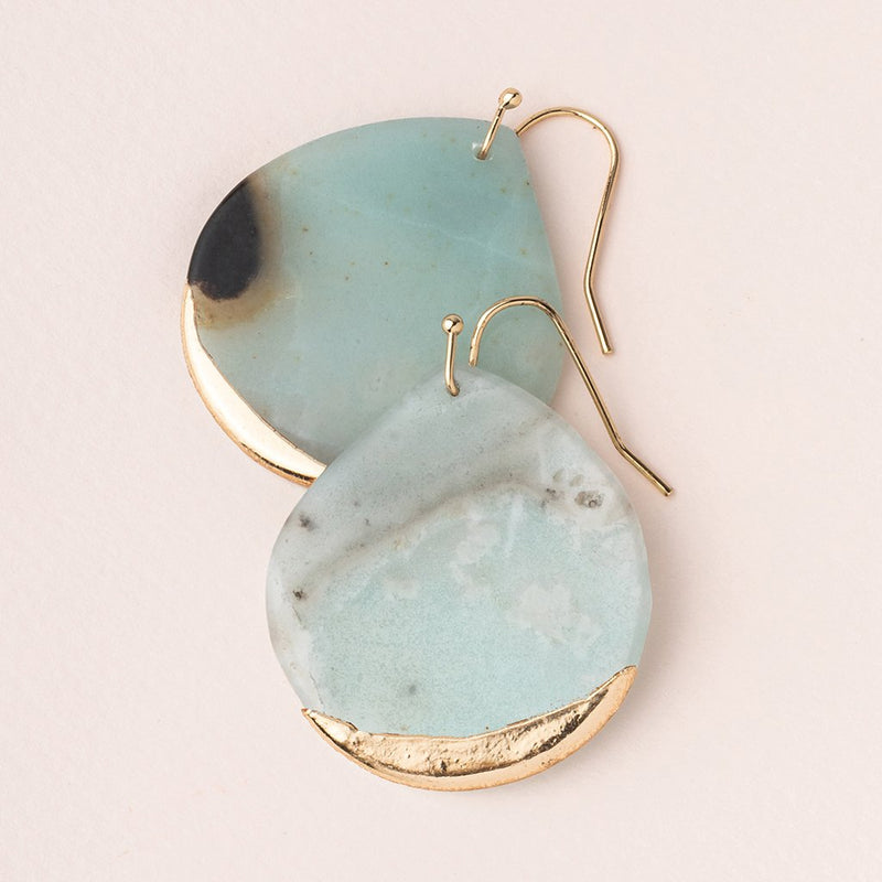 Stone Dipped Teardrop Earring-Amazonite/Gold